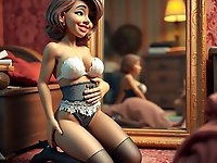 Dirty slut is posing naked in this photo.