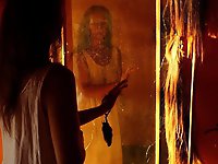 An amazing old lady is posing almost naked in stunning shots