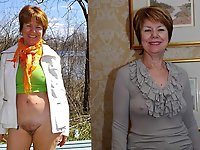 Older dame revealing her titties