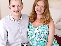 Big breasted British housewife having fun with her toy boy